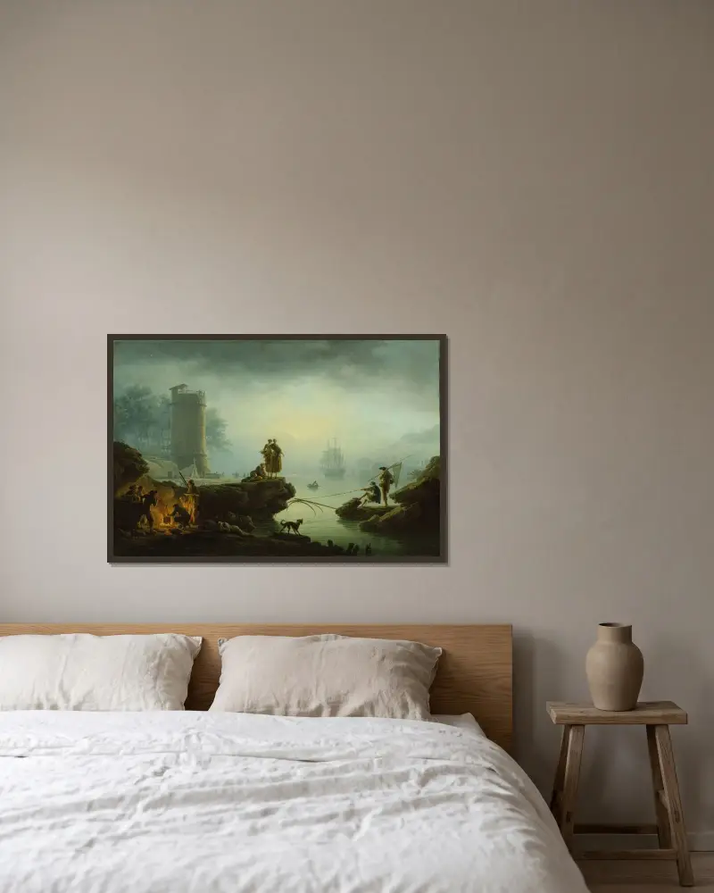 Morgon av Claude-Joseph Vernet inramad på en vägg