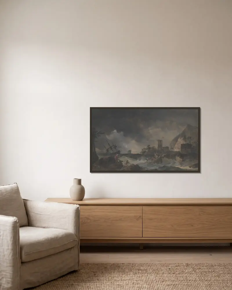 Sturm von Claude-Joseph Vernet gerahmt an einer Wand