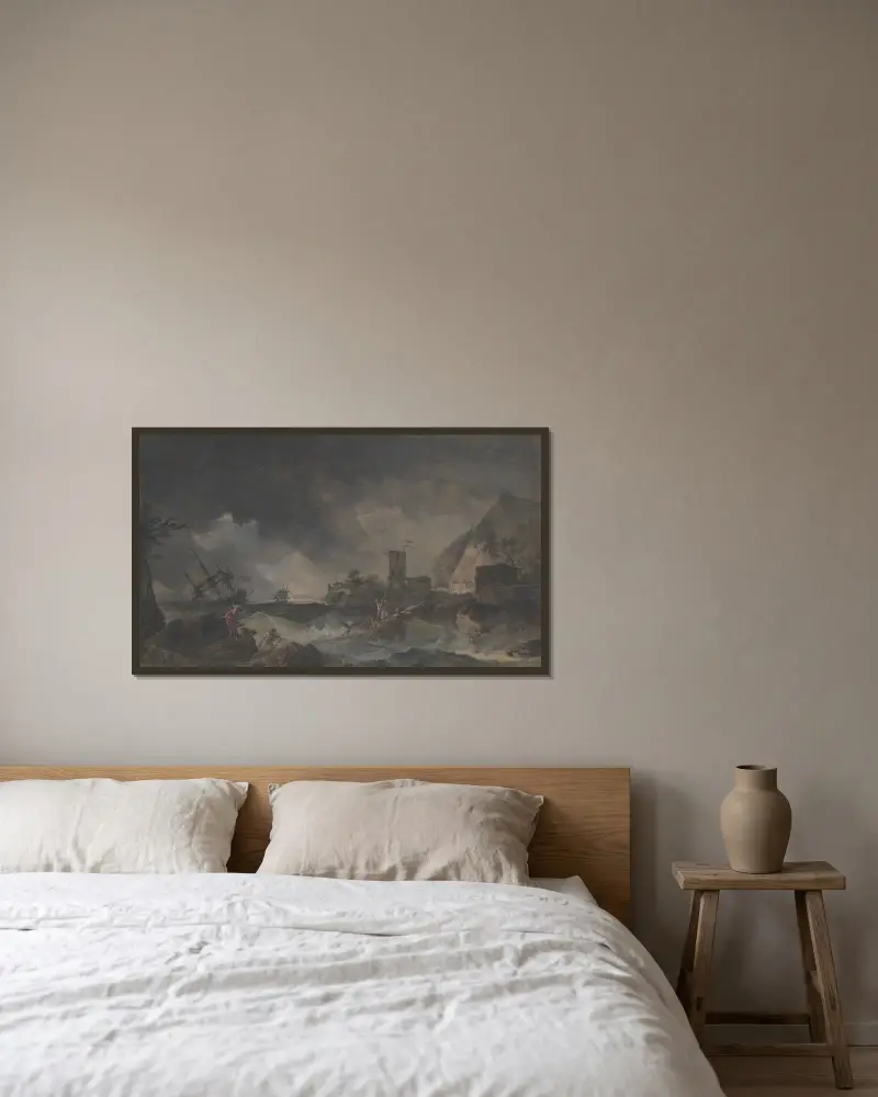 Sturm von Claude-Joseph Vernet gerahmt an einer Wand
