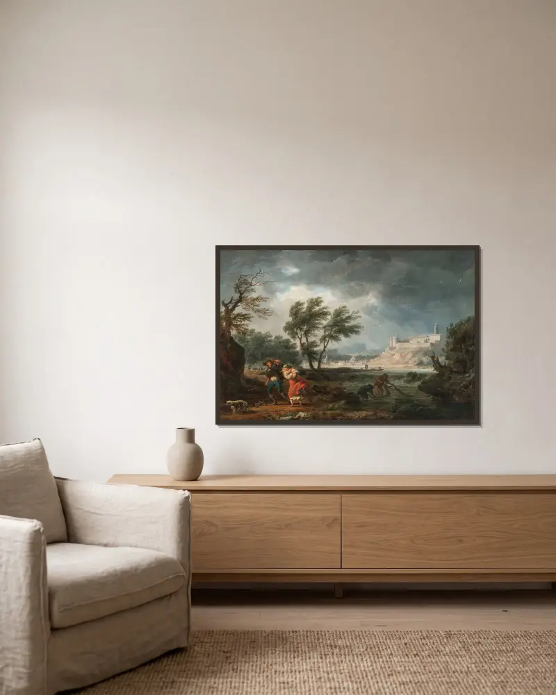 De fyra tiderna på dygnet – Middag av Claude-Joseph Vernet inramad på en vägg