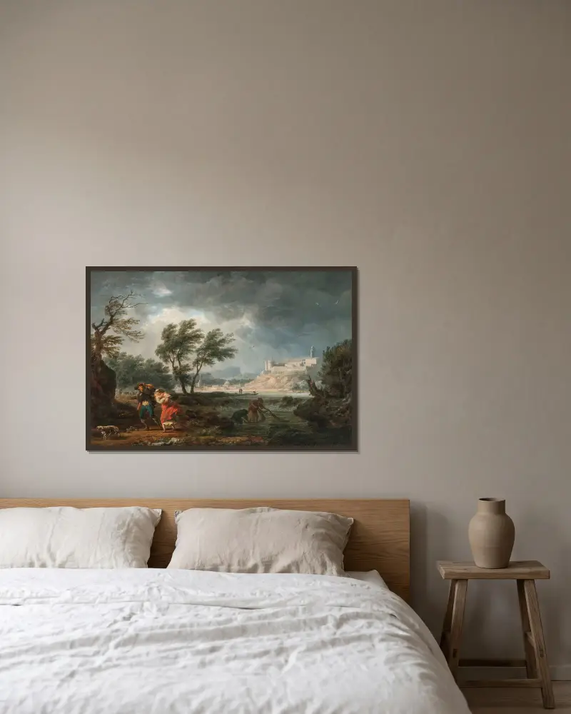 De fyra tiderna på dygnet – Middag av Claude-Joseph Vernet inramad på en vägg