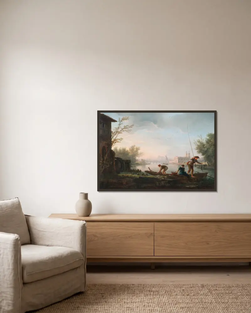 The four times of day- Morning av Claude-Joseph Vernet inramad på en vägg