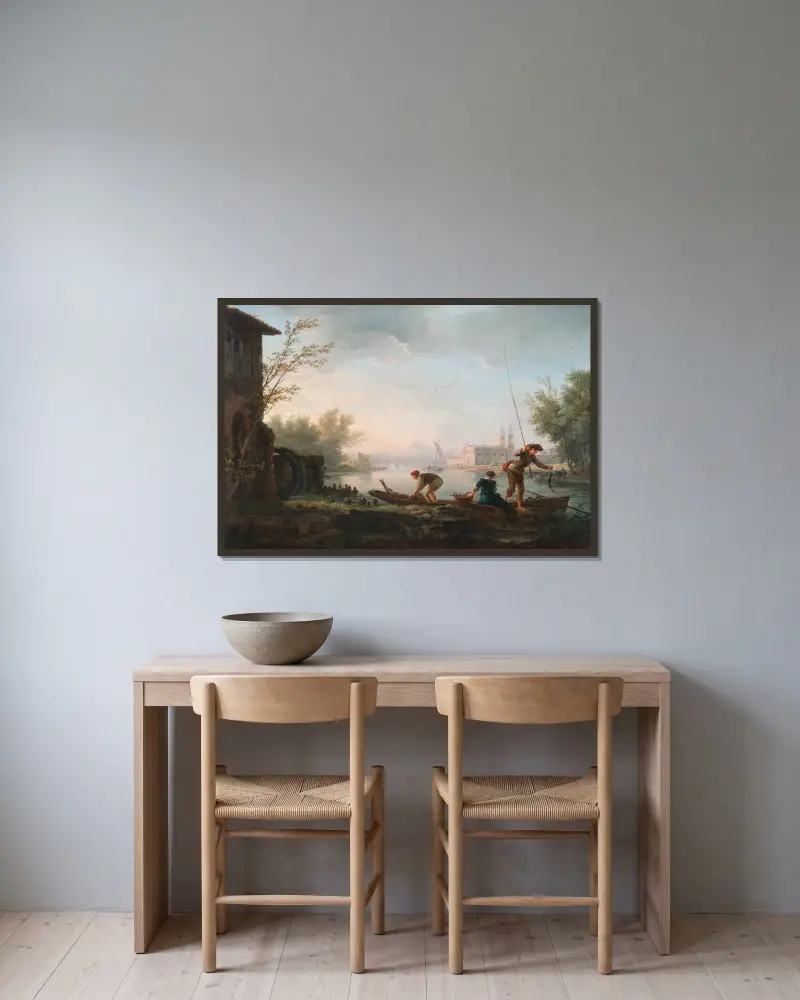 The four times of day- Morning av Claude-Joseph Vernet inramad på en vägg