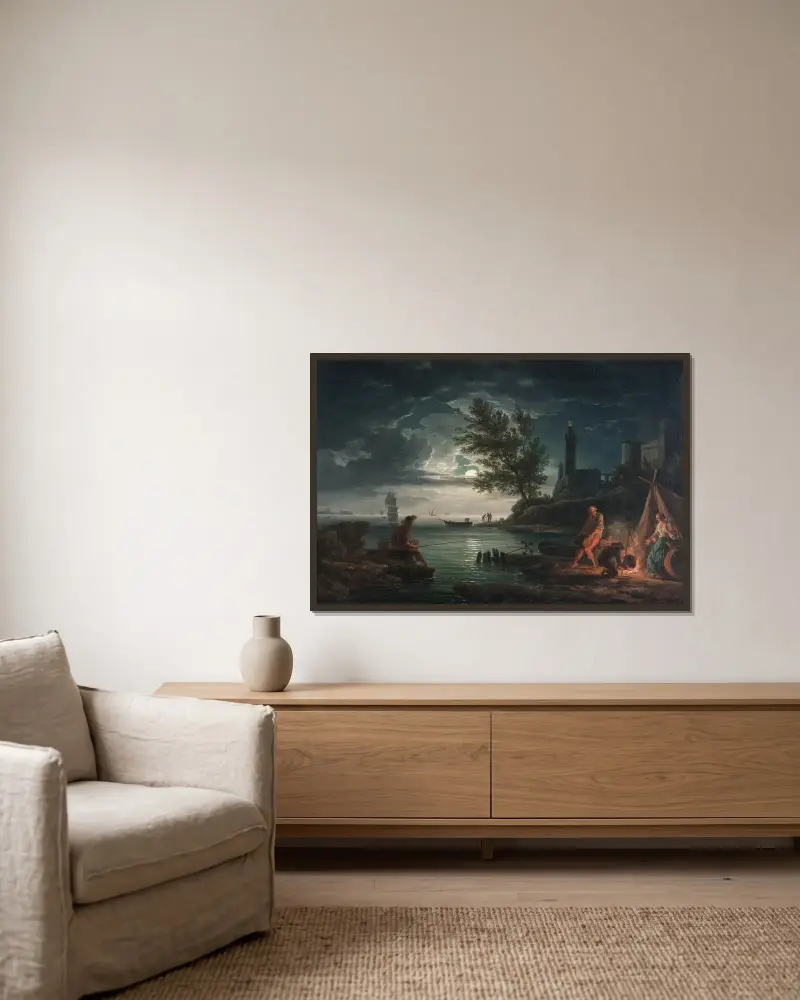 The four times of day- Night av Claude-Joseph Vernet inramad på en vägg