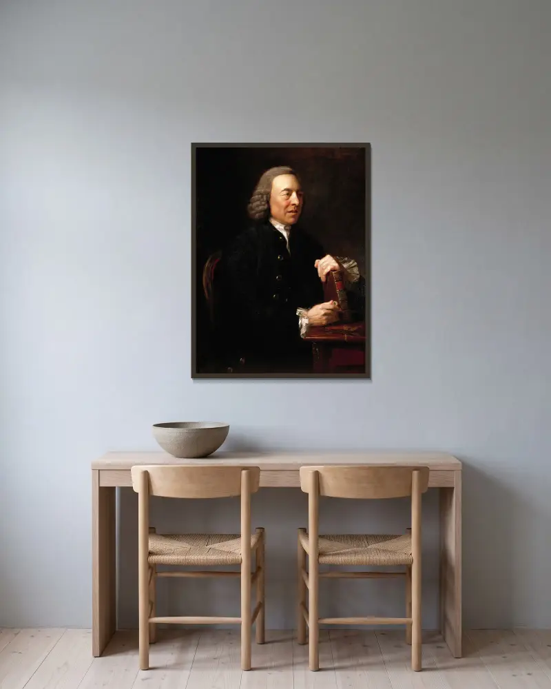 Portrait of Benjamin Stillingfleet av Johan Joseph Zoffany inramad på en vägg