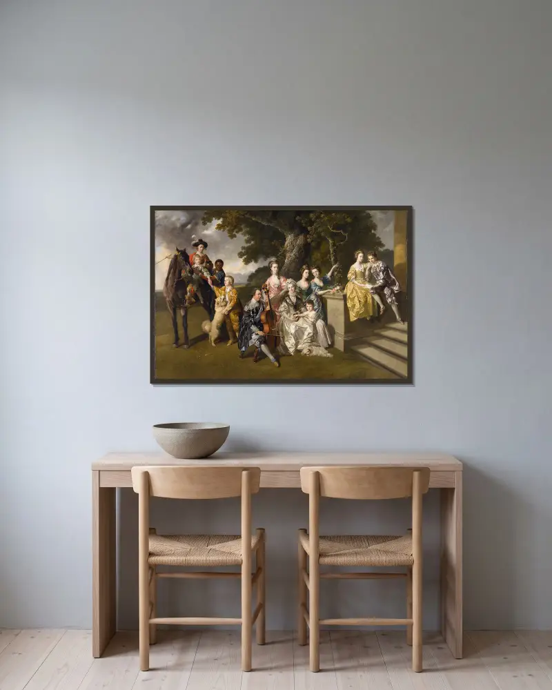 The Family Of Sir William Young av Johan Joseph Zoffany inramad på en vägg