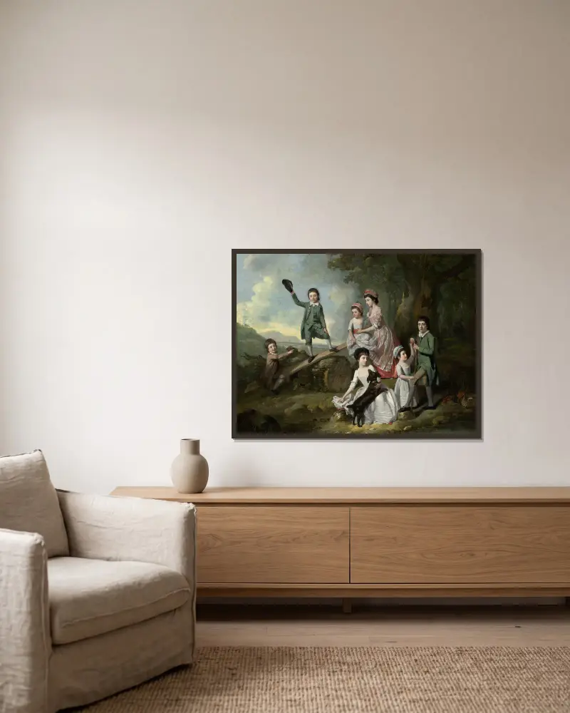 The Lavie Children av Johan Joseph Zoffany inramad på en vägg