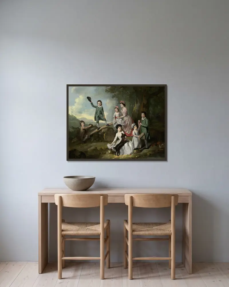 The Lavie Children av Johan Joseph Zoffany inramad på en vägg