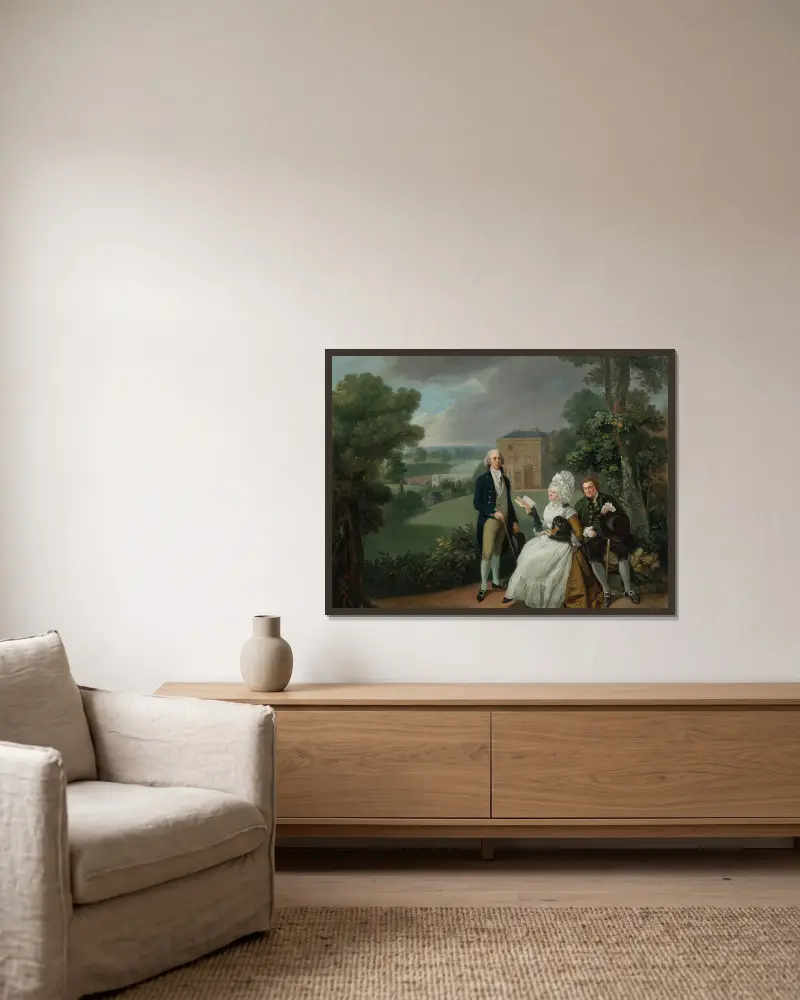 The Sayer Family of Richmond av Johan Joseph Zoffany inramad på en vägg