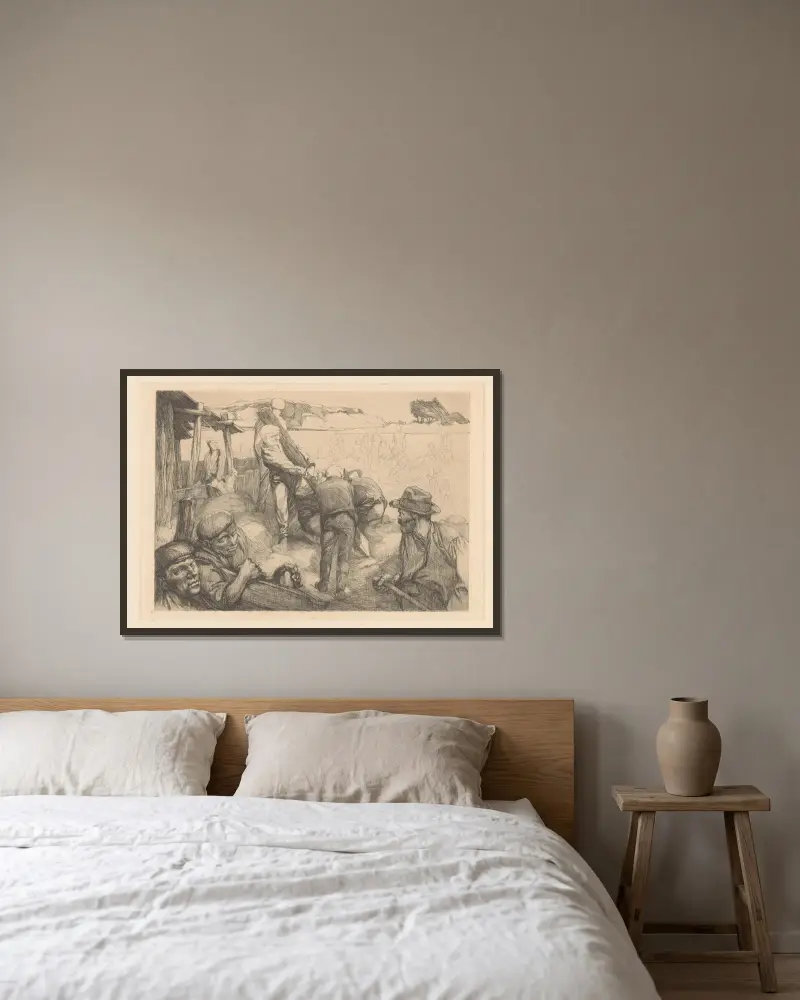 Bauarbeiter von Johannes Josephus Aarts gerahmt an einer Wand
