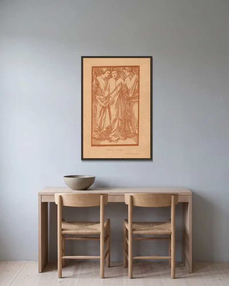 Änglakör av Johannes Josephus Aarts inramad på en vägg