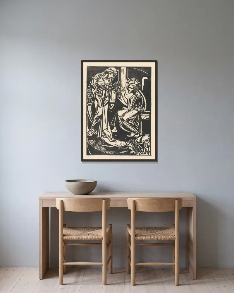 Kristus och samaritiskan av Johannes Josephus Aarts inramad på en vägg