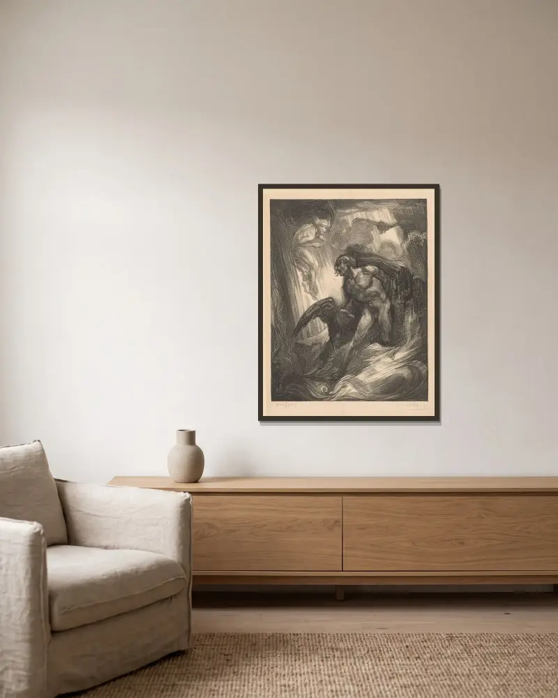 De foltering van Prometheus Prometheus av Johannes Josephus Aarts inramad på en vägg