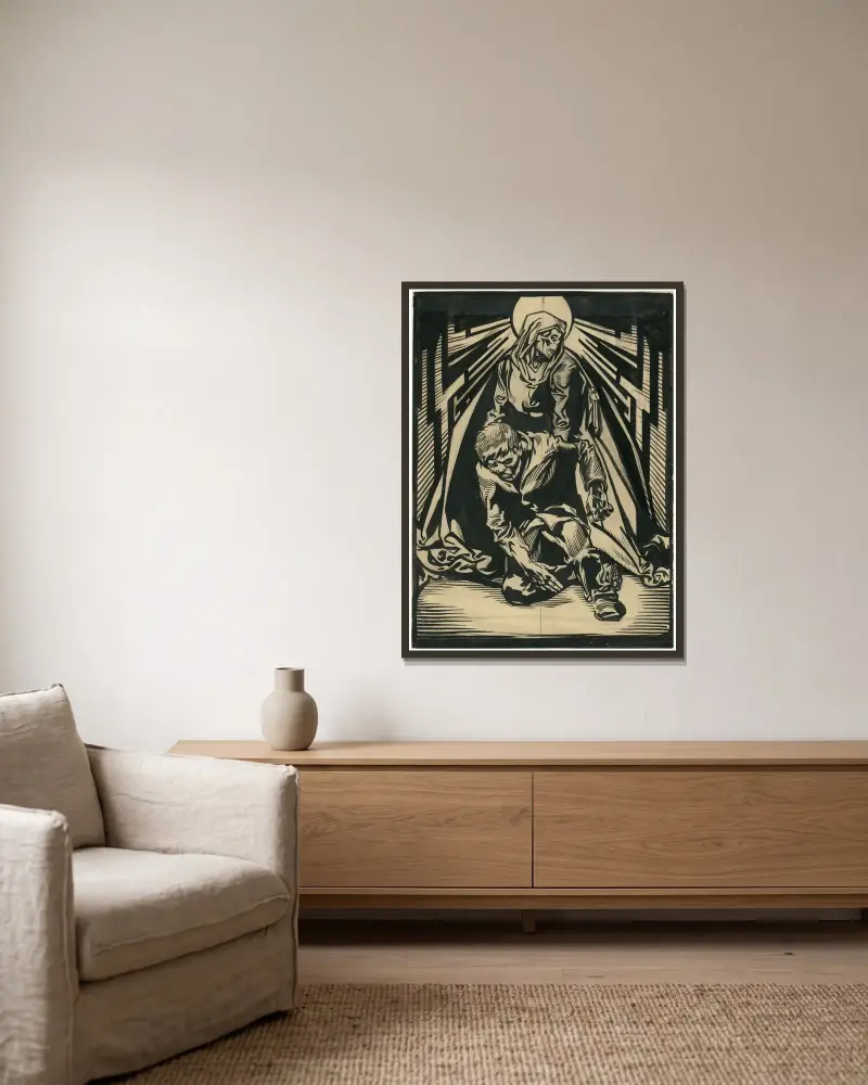 Döden och en tiggare av Johannes Josephus Aarts inramad på en vägg