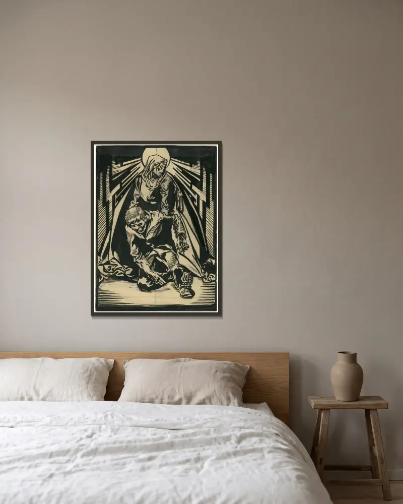 Döden och en tiggare av Johannes Josephus Aarts inramad på en vägg