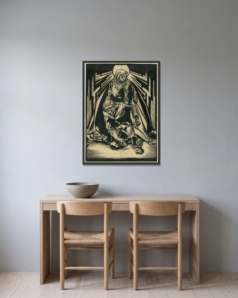 Döden och en tiggare av Johannes Josephus Aarts inramad på en vägg