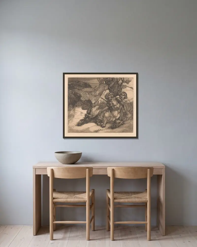 Gewonde centaur av Johannes Josephus Aarts inramad på en vägg