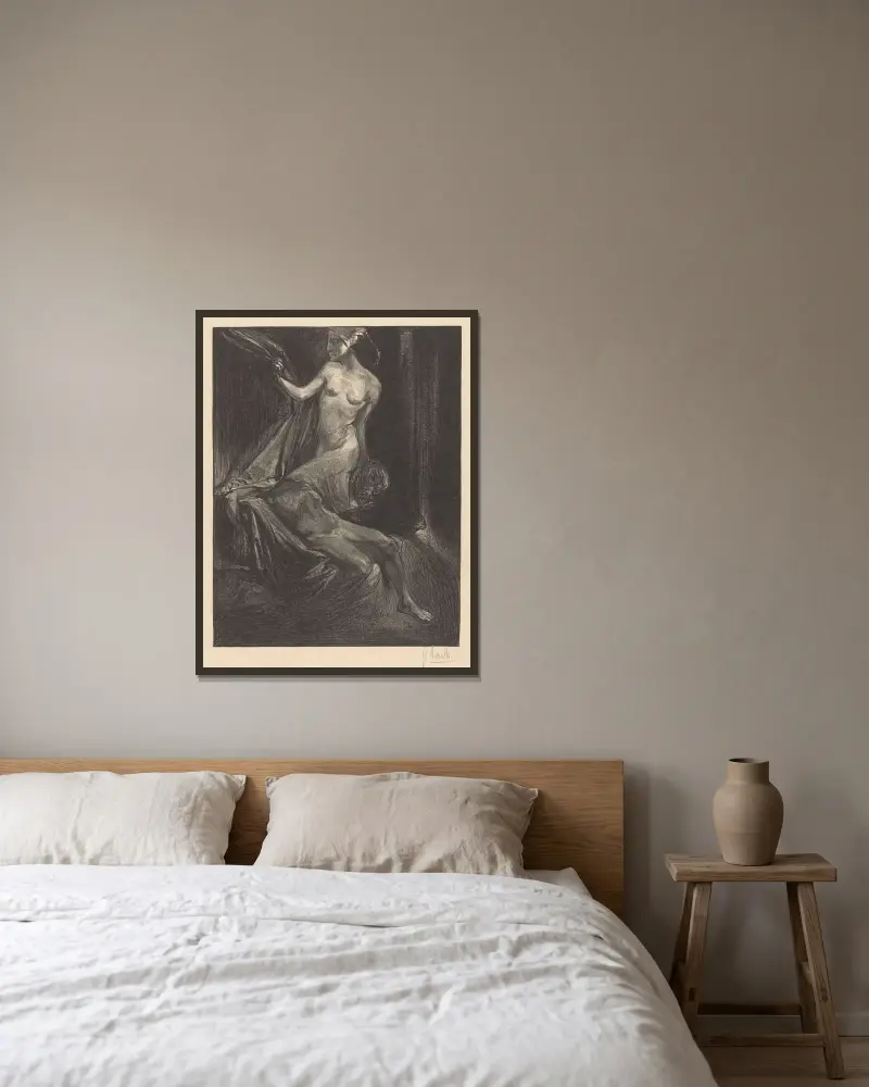 Judith med Holofernes huvud och kropp av Johannes Josephus Aarts inramad på en vägg