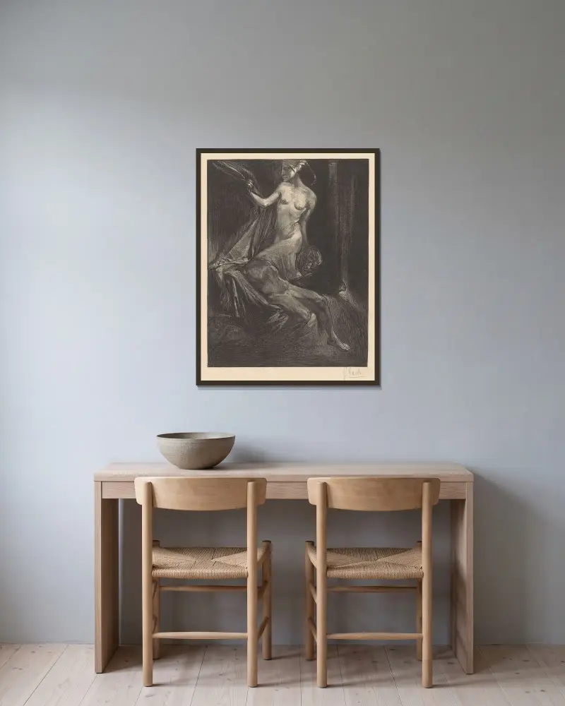 Judith med Holofernes huvud och kropp av Johannes Josephus Aarts inramad på en vägg