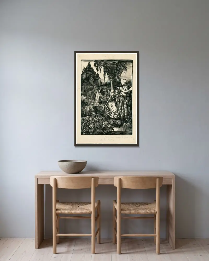 Man och kvinna på östlig kyrkogård av Johannes Josephus Aarts inramad på en vägg