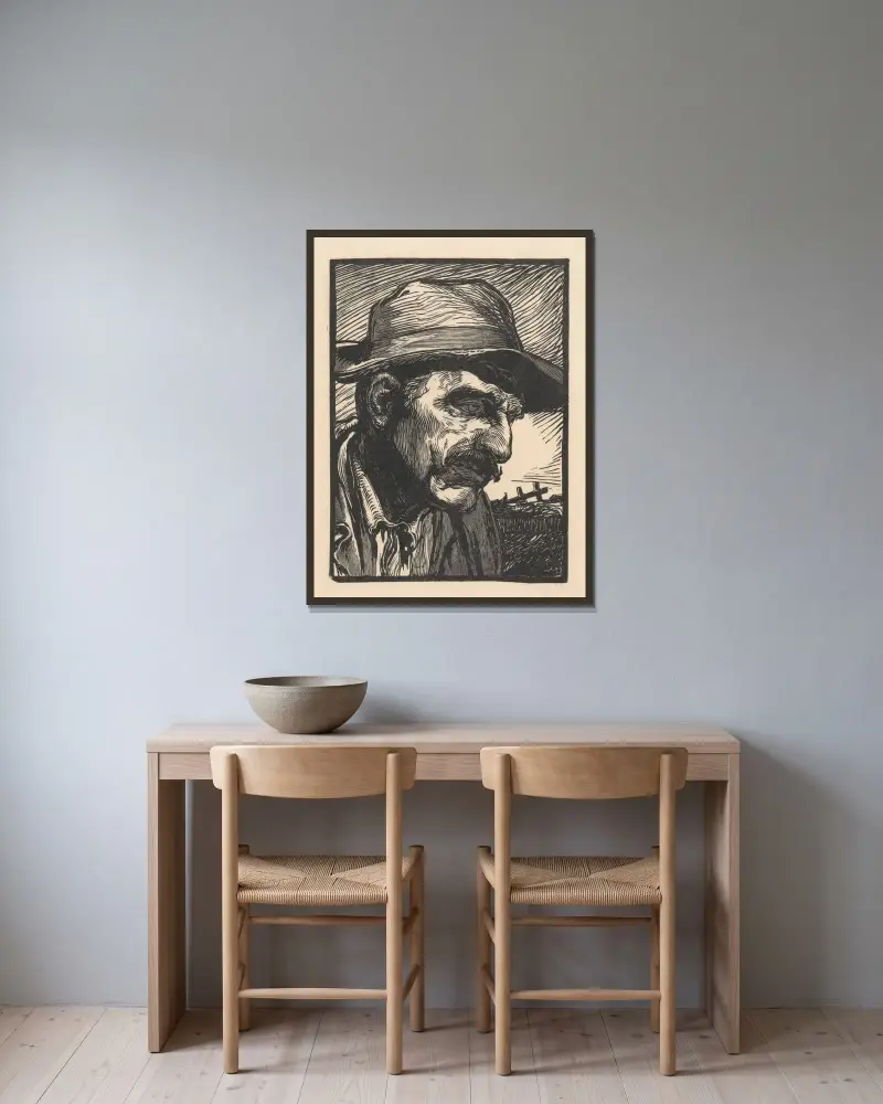 Porträtt av en okänd man av Johannes Josephus Aarts inramad på en vägg