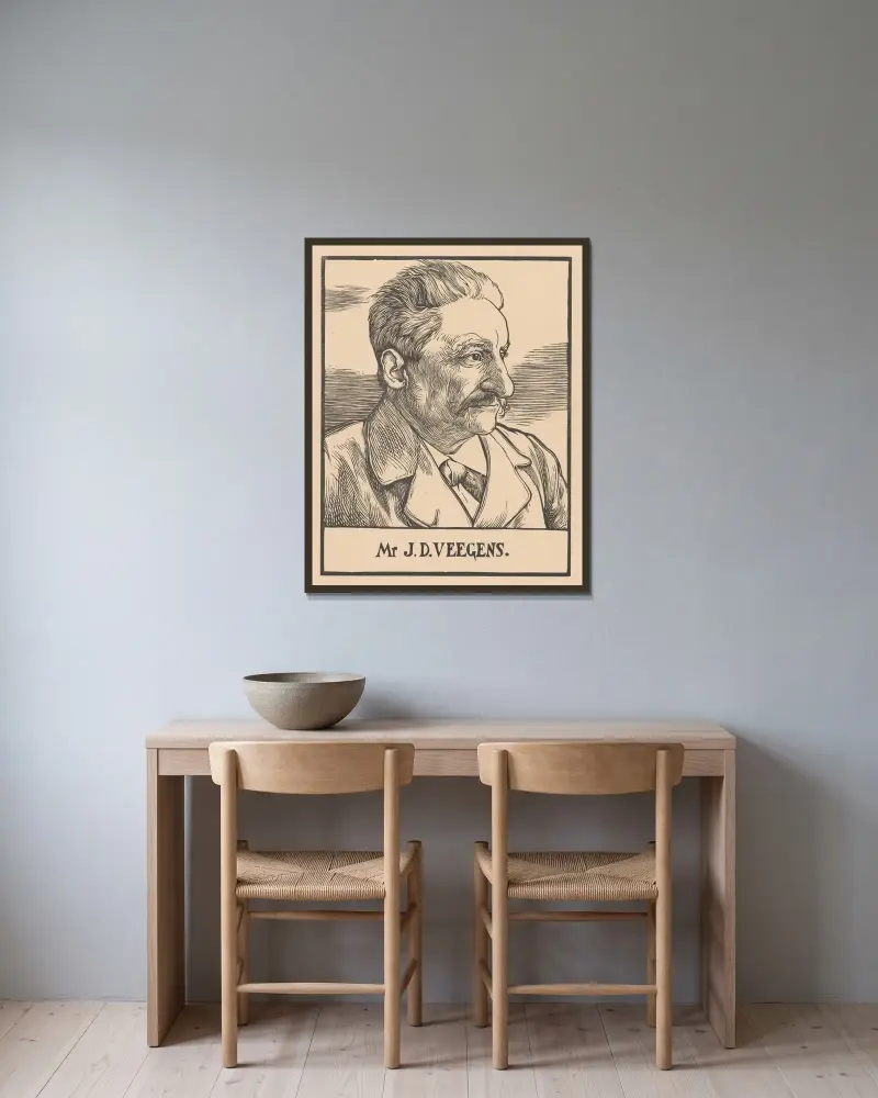 Porträtt av Mr. J.D. Veegens av Johannes Josephus Aarts inramad på en vägg