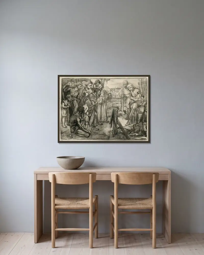 Konungarnas tillbedjan av Johannes Josephus Aarts inramad på en vägg