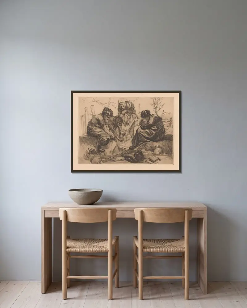 Sörjande kvinnor av Johannes Josephus Aarts inramad på en vägg