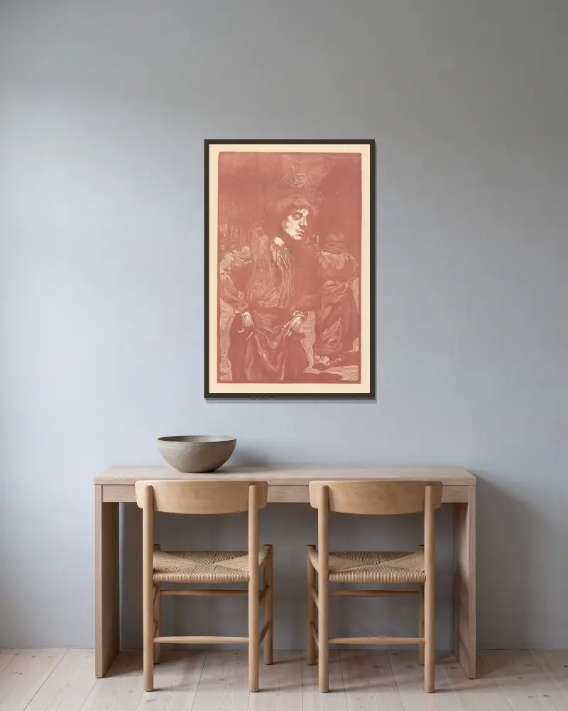 Två kvinnor som går på gatan av Johannes Josephus Aarts inramad på en vägg