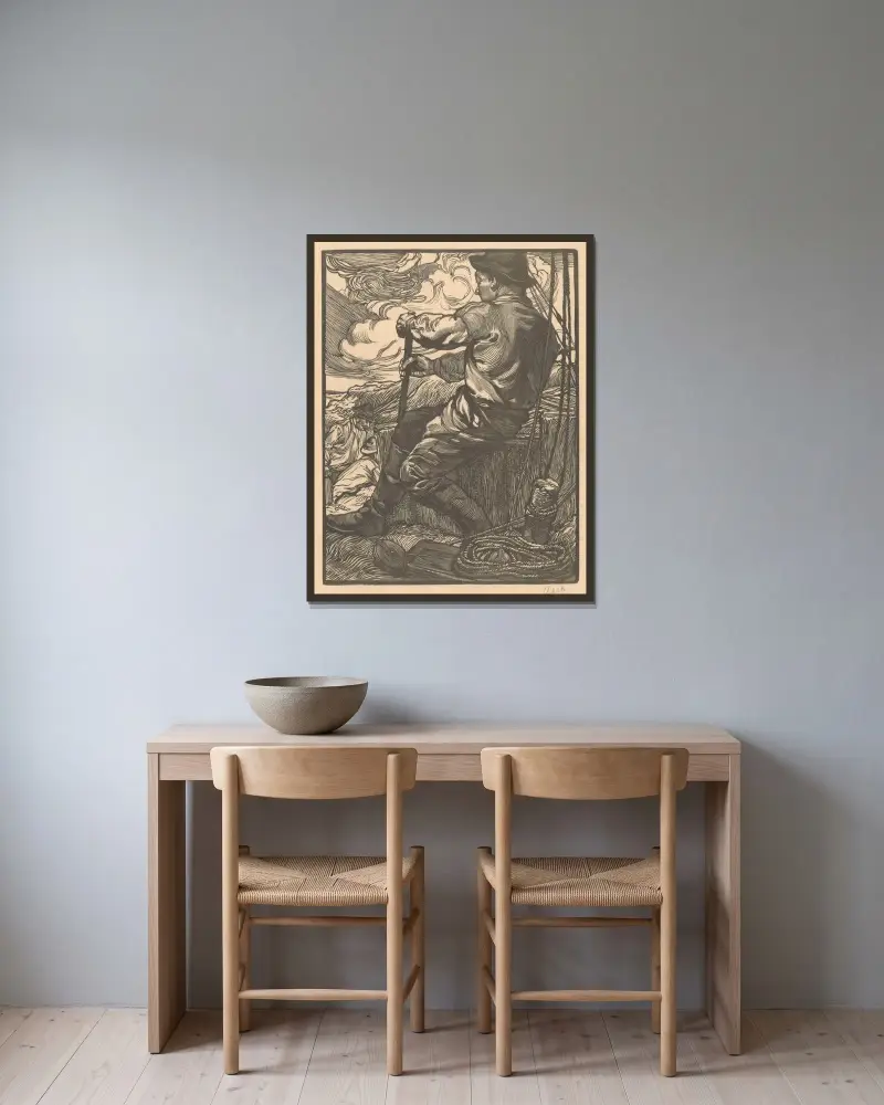 Arbetare som vrider sig av Johannes Josephus Aarts inramad på en vägg