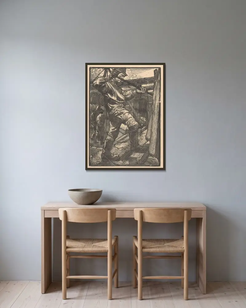 Arbetare som vrider sig av Johannes Josephus Aarts inramad på en vägg