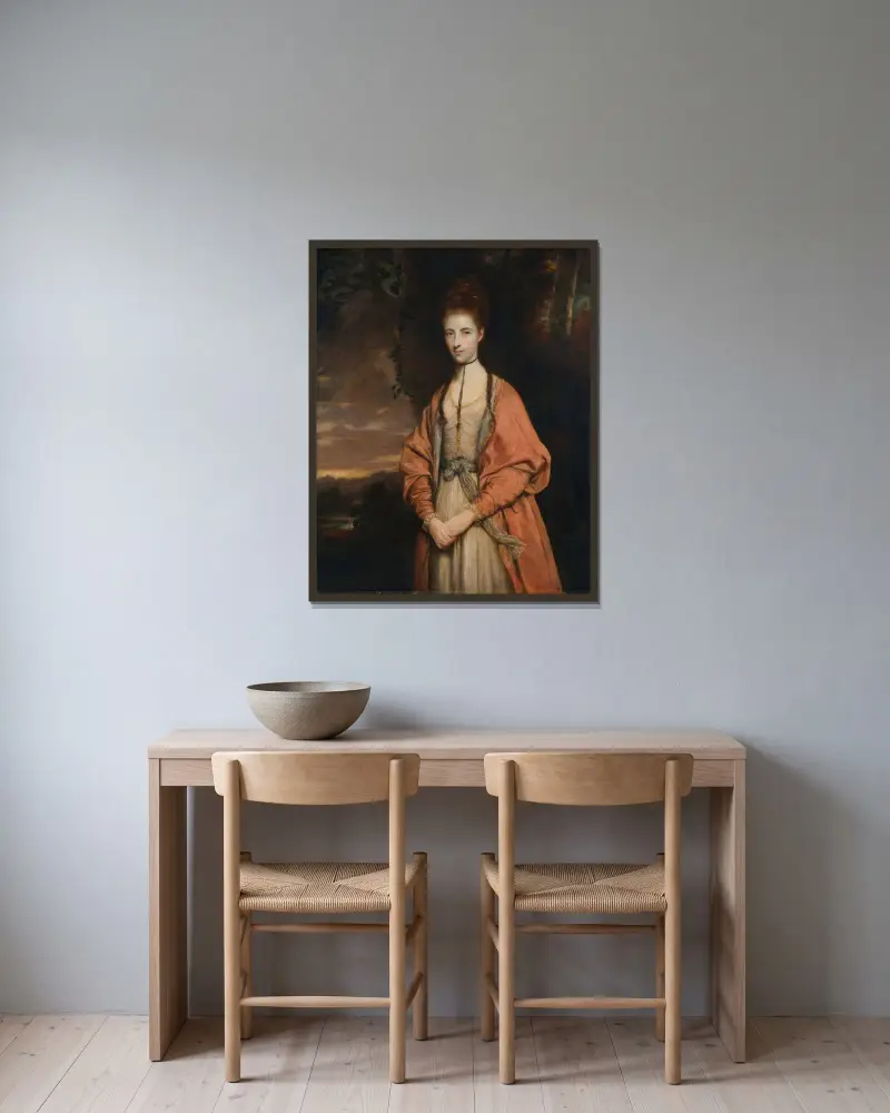 Anne Seymour Damer av Sir Joshua Reynolds inramad på en vägg