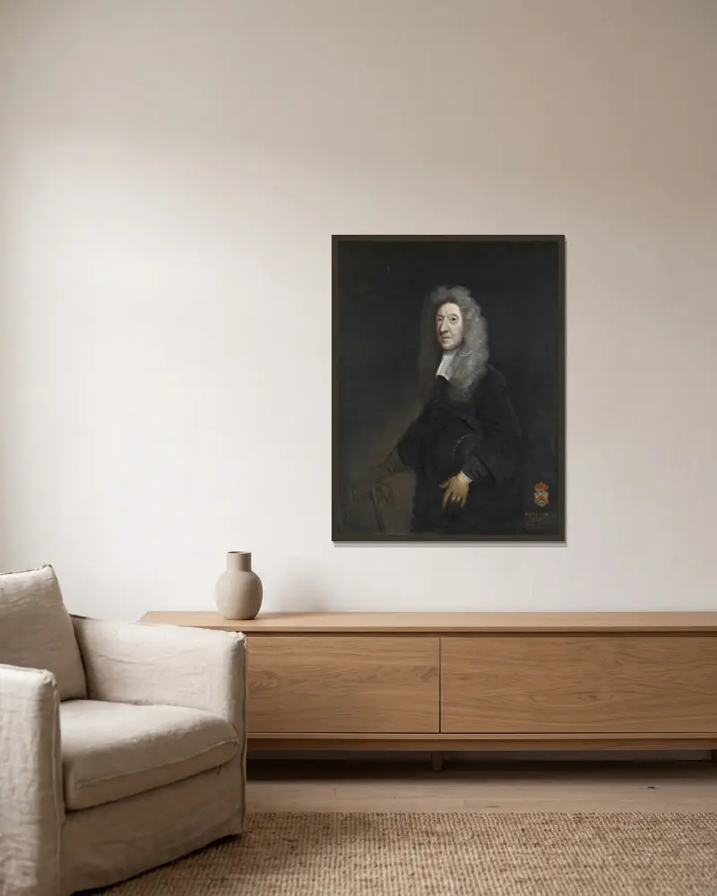 Historiskt porträtt av Robert Brudenell, 2:e earl av Cardigan av Sir Joshua Reynolds inramad på en vägg
