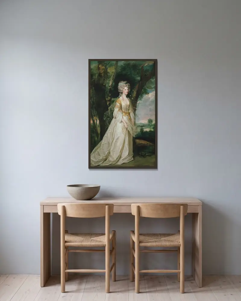 Lady Sunderlin av Sir Joshua Reynolds inramad på en vägg