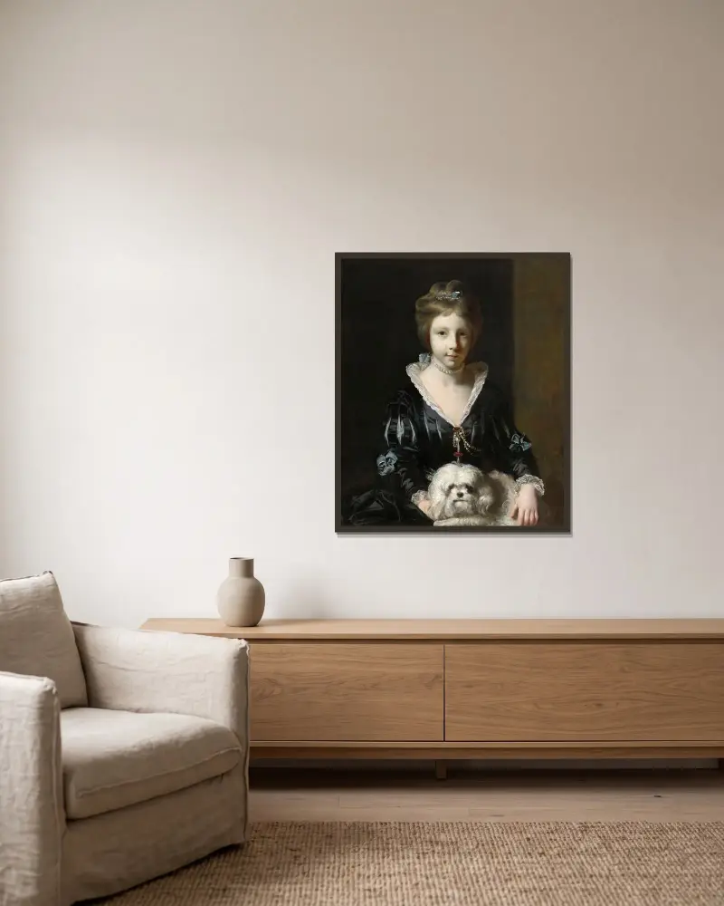 Miss Beatrix Lister av Sir Joshua Reynolds inramad på en vägg