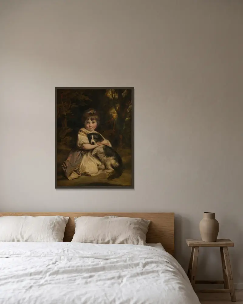 Miss Jane Bowles av Sir Joshua Reynolds inramad på en vägg