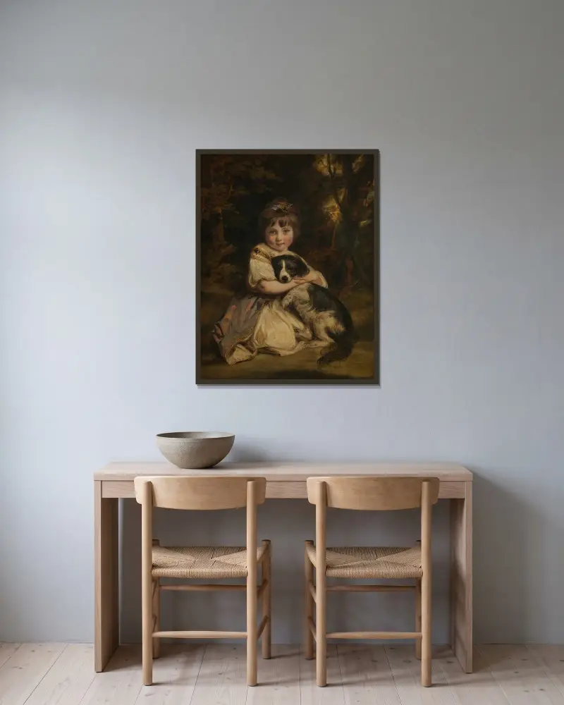 Miss Jane Bowles av Sir Joshua Reynolds inramad på en vägg
