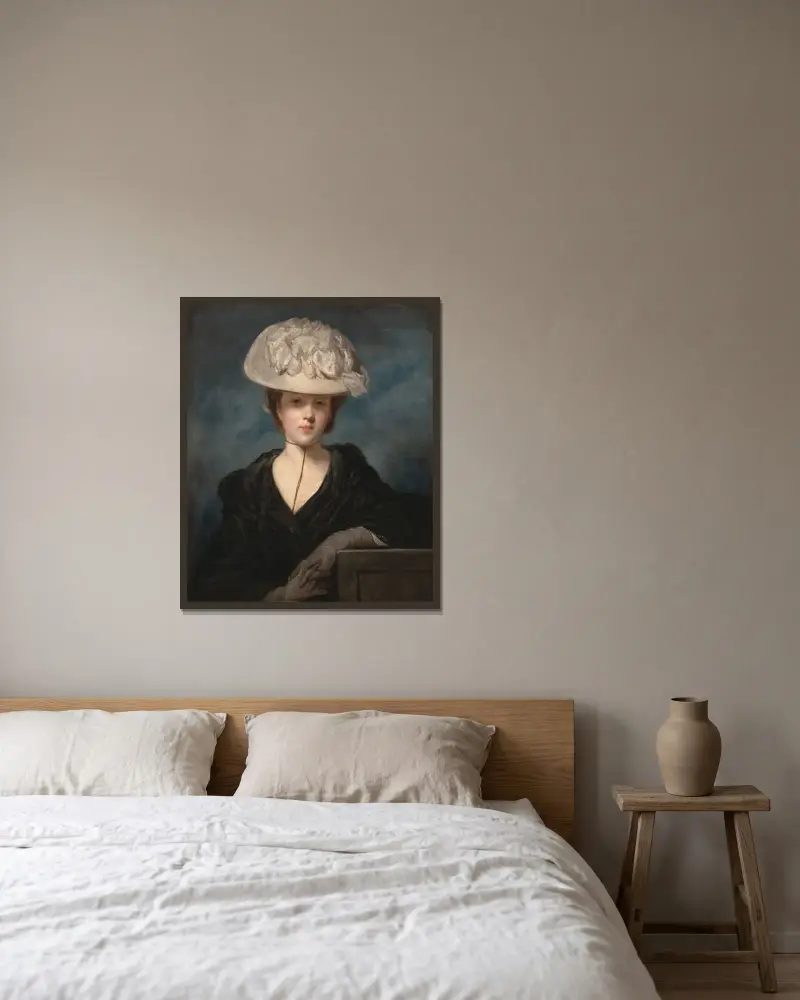 Miss Mary Hickey (1769 to 1773) av Sir Joshua Reynolds inramad på en vägg