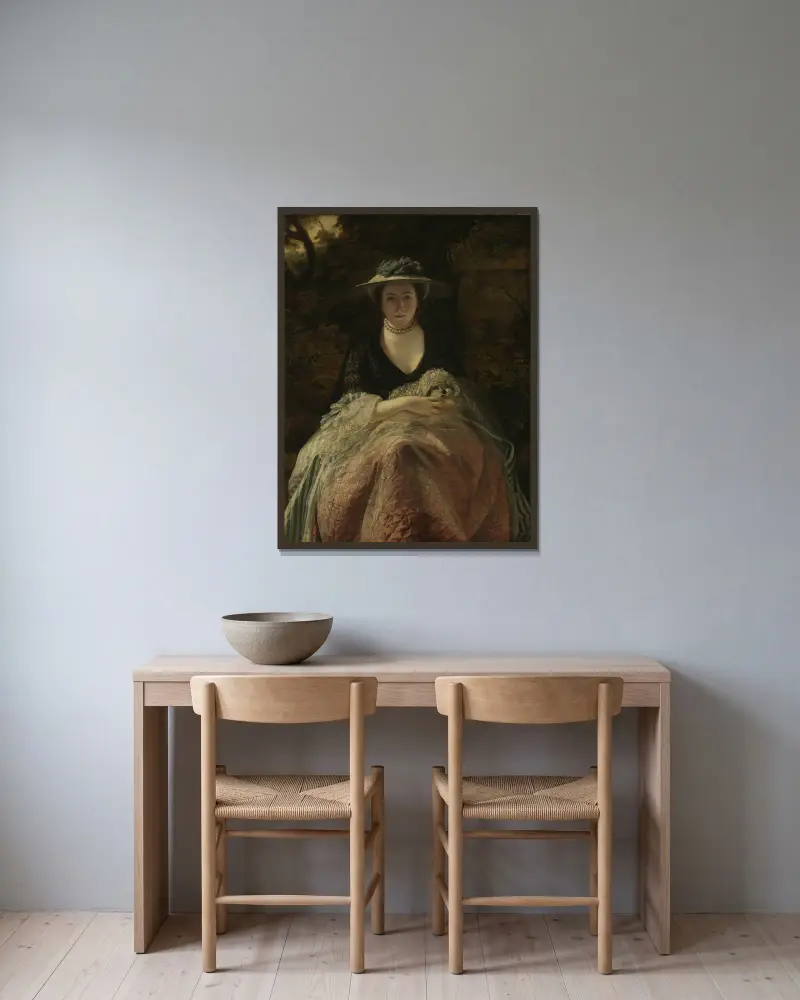 Miss Nelly O’Brien av Sir Joshua Reynolds inramad på en vägg