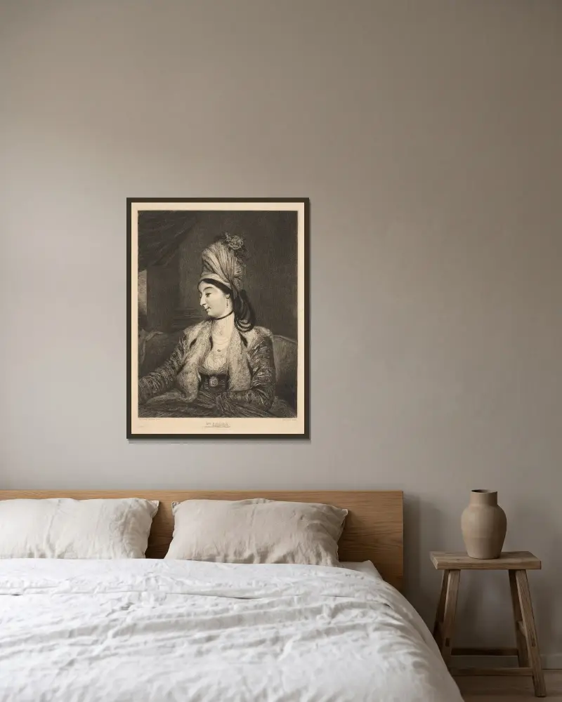 Mrs. Baldwin av Sir Joshua Reynolds inramad på en vägg