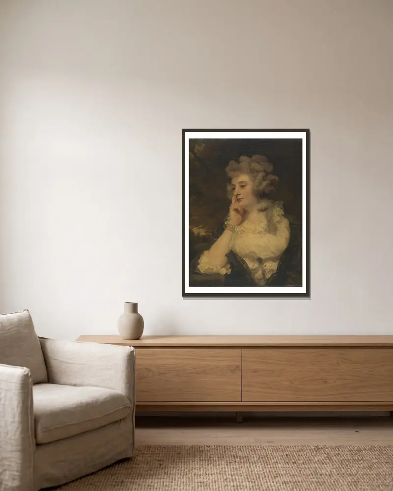 Mrs Jane Braddyll von Sir Joshua Reynolds gerahmt an einer Wand
