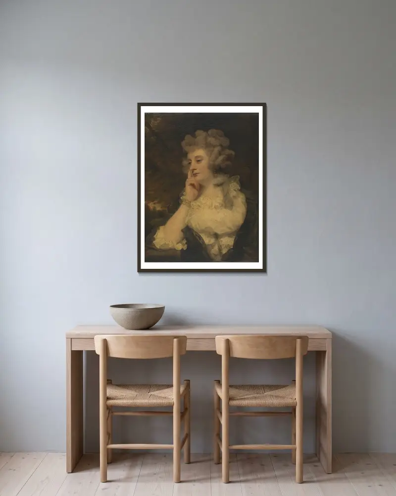 Mrs Jane Braddyll von Sir Joshua Reynolds gerahmt an einer Wand