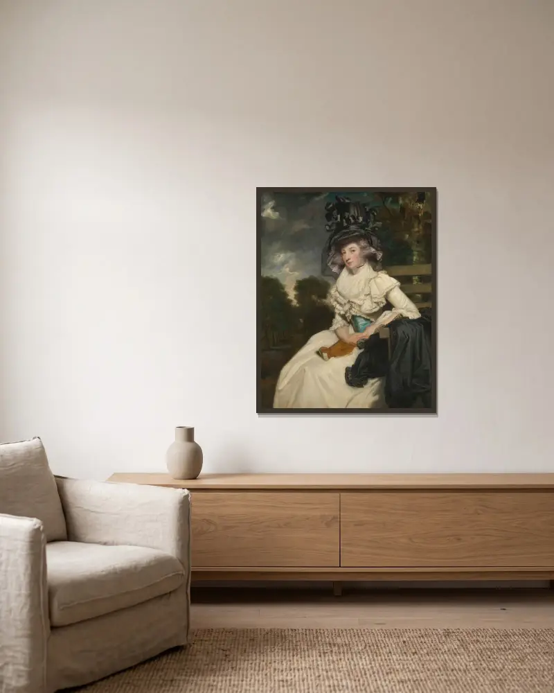 Mrs. Lewis Thomas Watson (Mary Elizabeth Milles, 1767–1818) av Sir Joshua Reynolds inramad på en vägg
