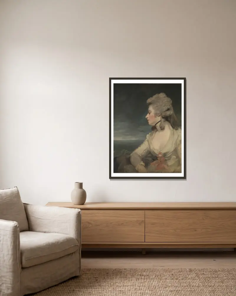 Mrs Mary Robinson av Sir Joshua Reynolds inramad på en vägg