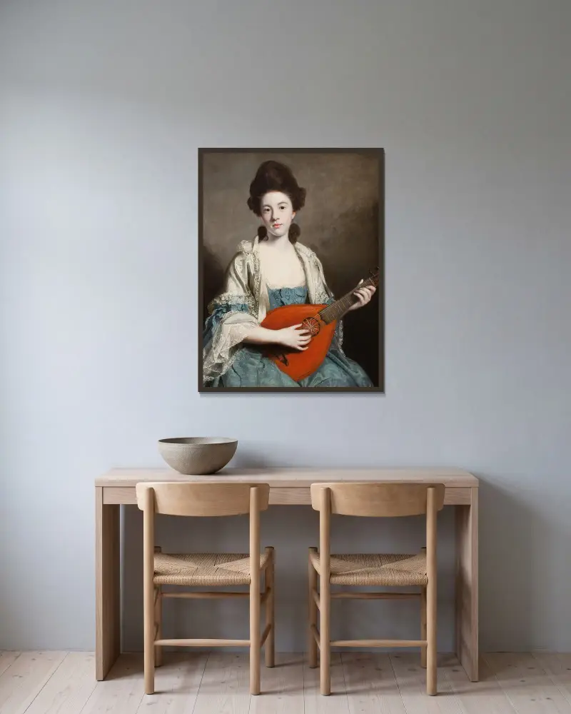 Mrs. Robert Froude,née Phillis Hurrell av Sir Joshua Reynolds inramad på en vägg