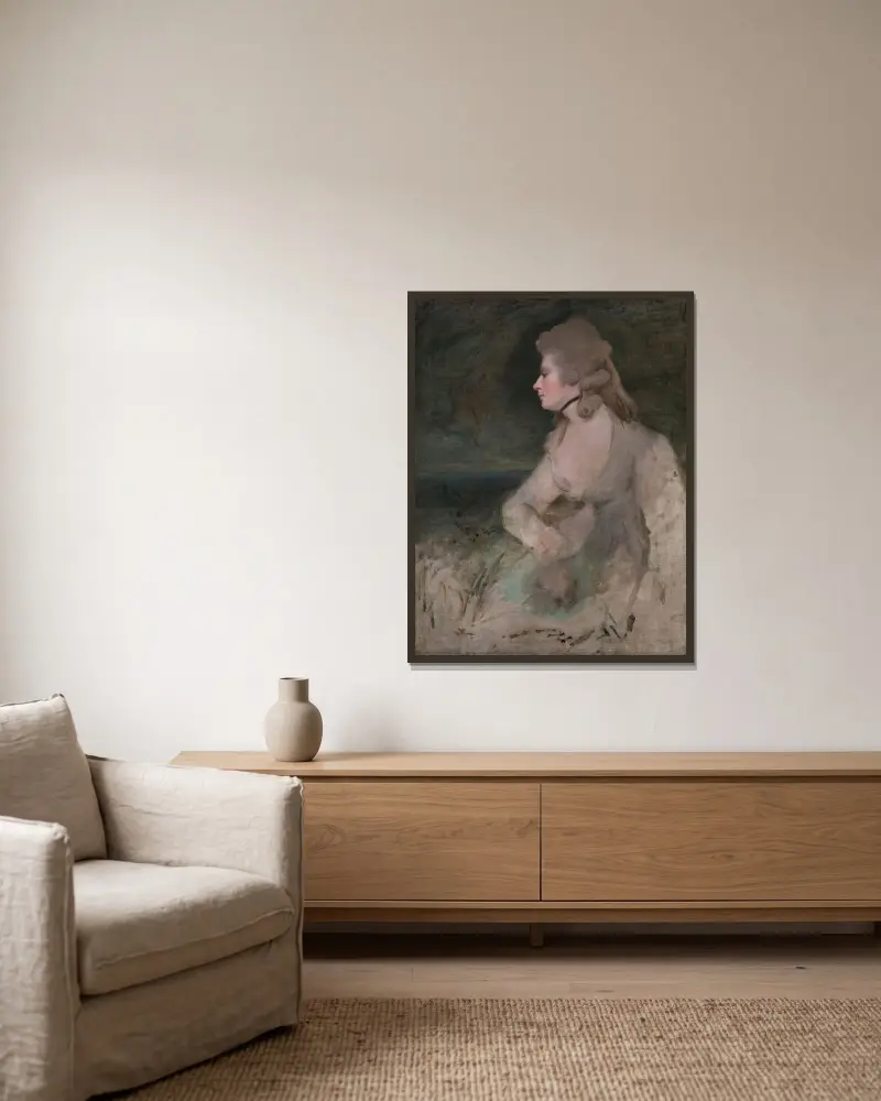 Mrs. Robinson av Sir Joshua Reynolds inramad på en vägg