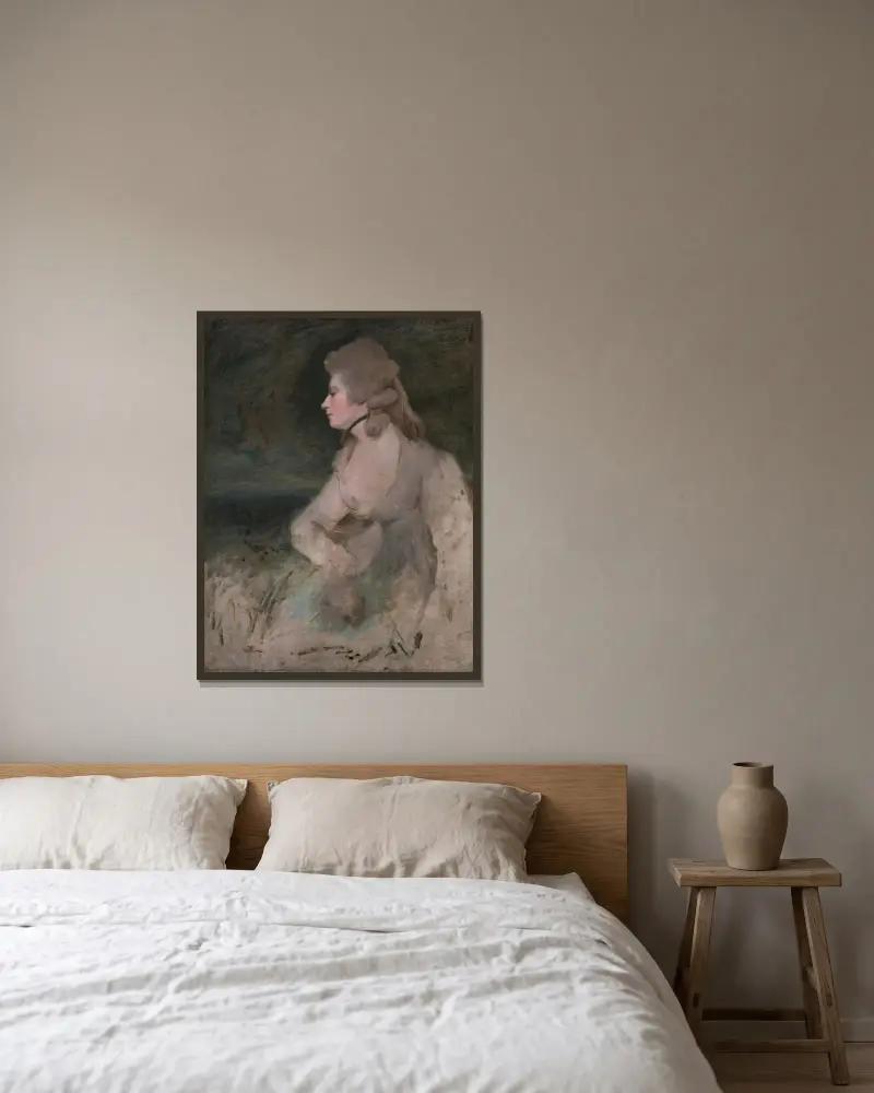 Mrs. Robinson av Sir Joshua Reynolds inramad på en vägg