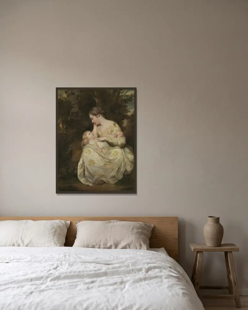 Mrs Susanna Hoare och barn av Sir Joshua Reynolds inramad på en vägg