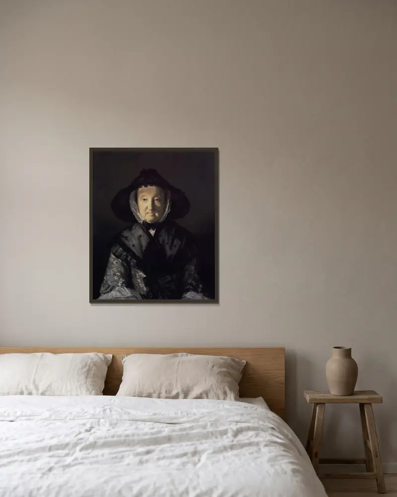 Porträtt av en dam av Sir Joshua Reynolds inramad på en vägg