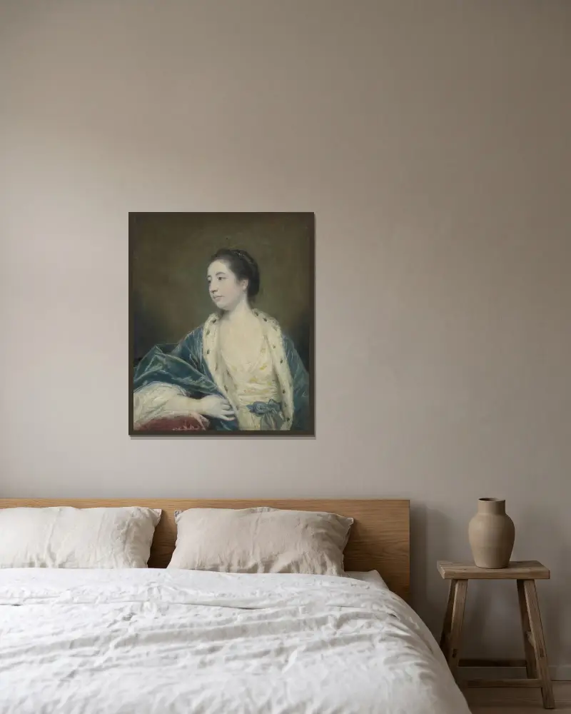 Porträtt av en kvinna av Sir Joshua Reynolds inramad på en vägg